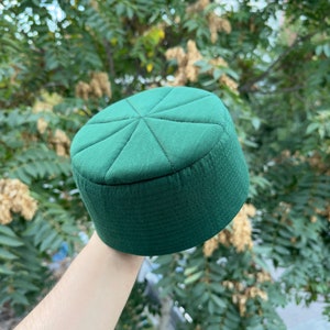 SALE 58 cm Green Sufi Kufi Hat, Muslim Cap, Taqiya Takke Peci, Rigid Prayer Cap, Turkish Muslim Islamic Hat, Skull Cap