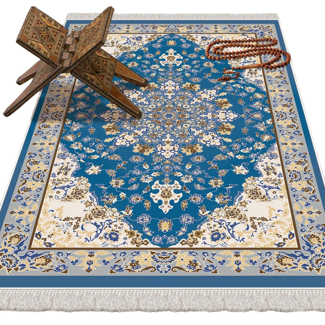 Traditional Blue Soft Padded Prayer Rug Cotton Layer Janamaz Etsy