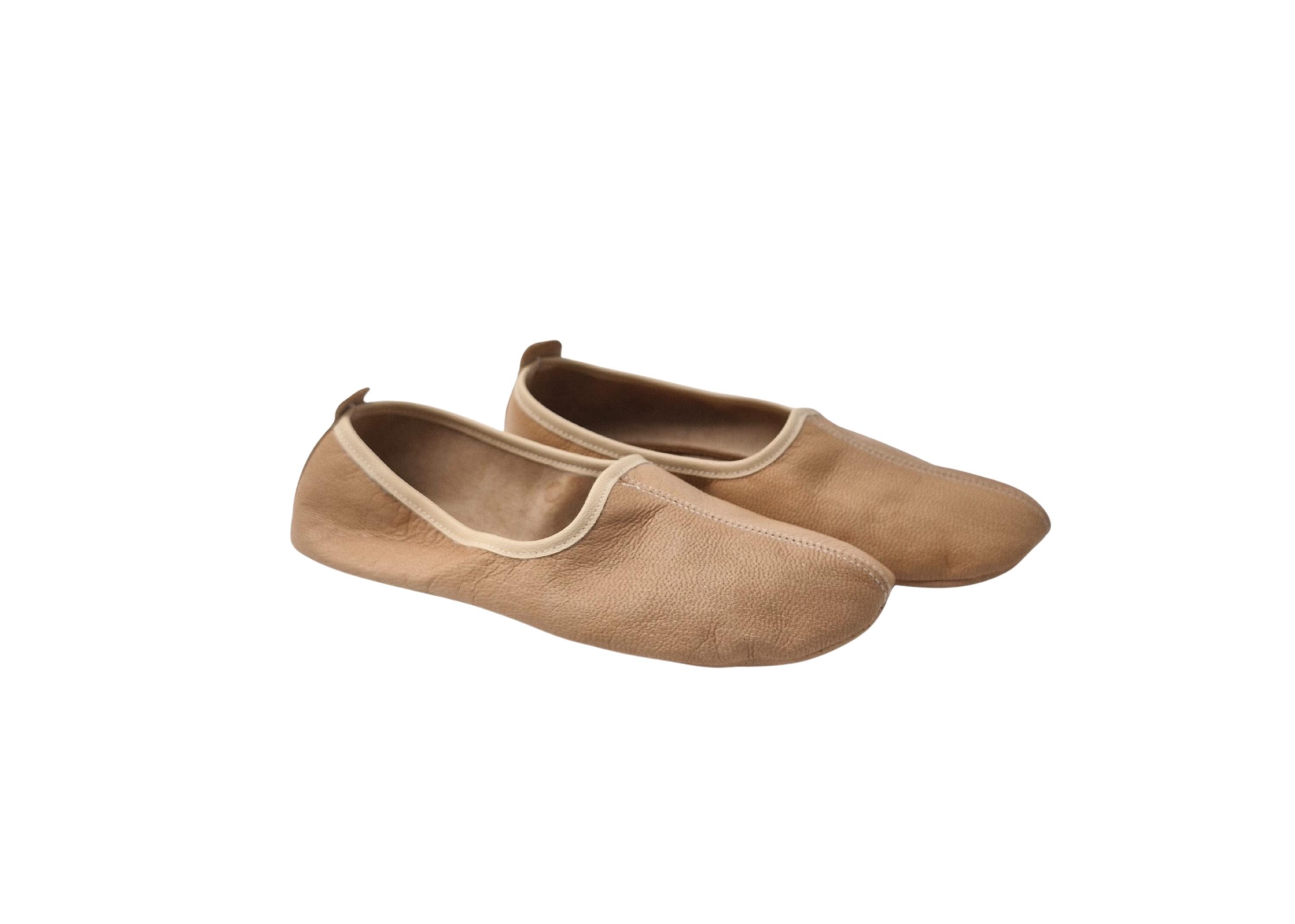 Echtes Halal-Leder, handgefertigte Schuhe für Tawaf und Umrah oder Zuhause, Hausschuhe, Islam Mest, braun, 39.5/42 EU