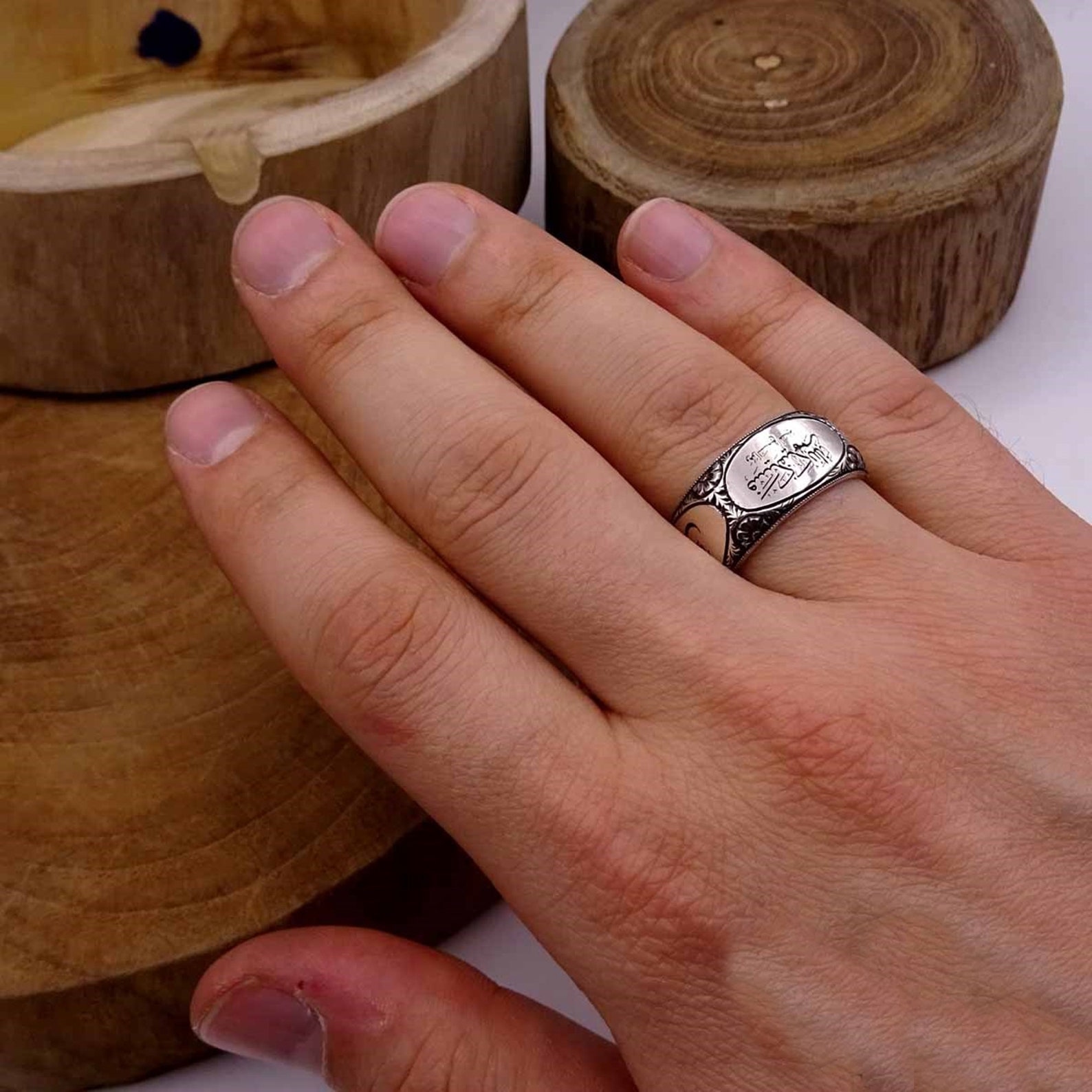 Custom Sterling Silver Wedding Ring Name Ring Personalized Etsy