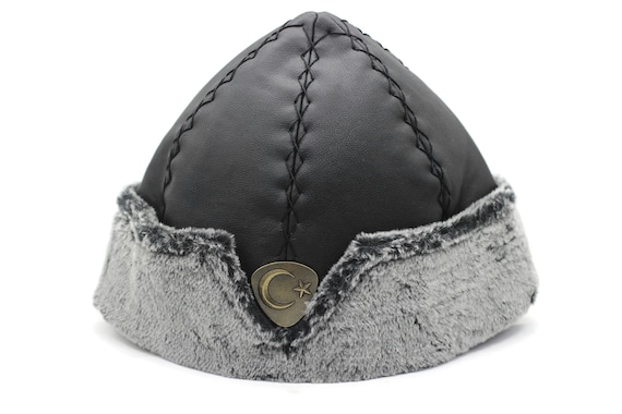 Turkish Ottoman Bork Hat Faux Leather Winter Trapper Cap Turkish Ottoman Bork Hat Ertugrul Dirilis Fur Leather Winter  main image 2
