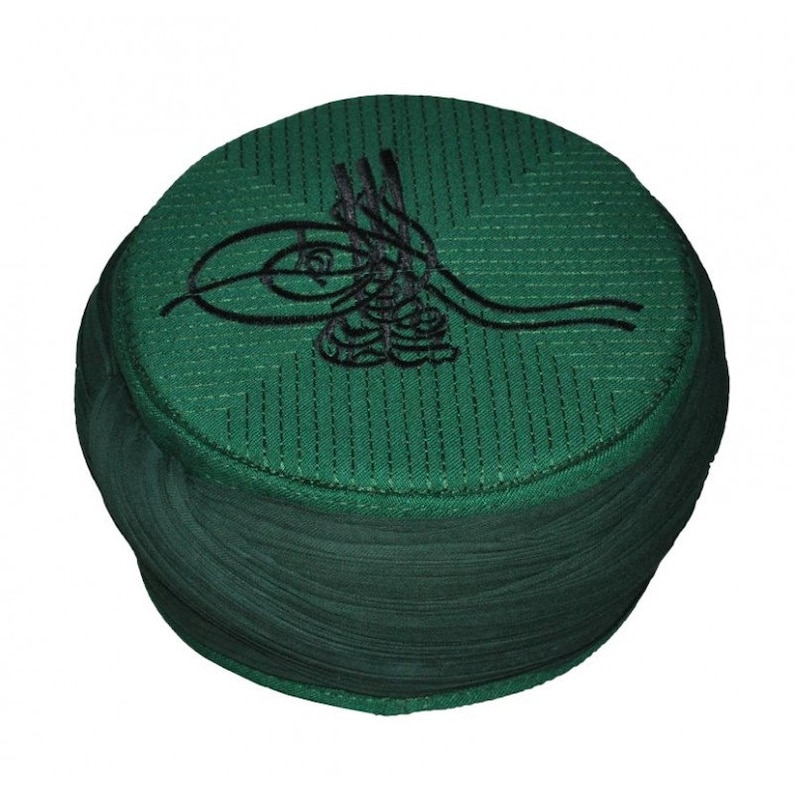 Bonnet De Prière Musulman Homme - Broderie - Taille 51-53 - Vert Et Noir - Neuf Avec Étiquettes