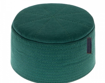 Plain Green Kufi, Prayer Hat Takke, Ideal for Wrapping, Men Kufi, Sunnah Wear, Muslims Hat, Taqiyah, embroidered prayer hat, Mens Cap 002
