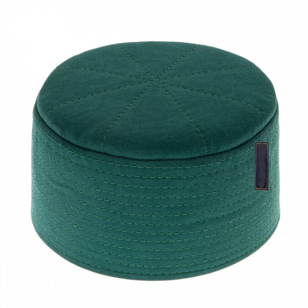 Schlichte grüne Kufi, Gebet Hut Takke, ideal für Wrapping, Männer Kufi, Sunna tragen, Muslime Hut, Taqiyah, bestickte Gebet Hut, Mens Cap 002