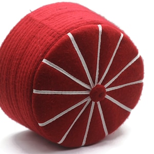 SALE 58 CM Genuine Felt Islamic Hat, Baklawa Design Red to White Muslim Kufi Cap, Men&#39;s Muslim Prayer Kufi Hat