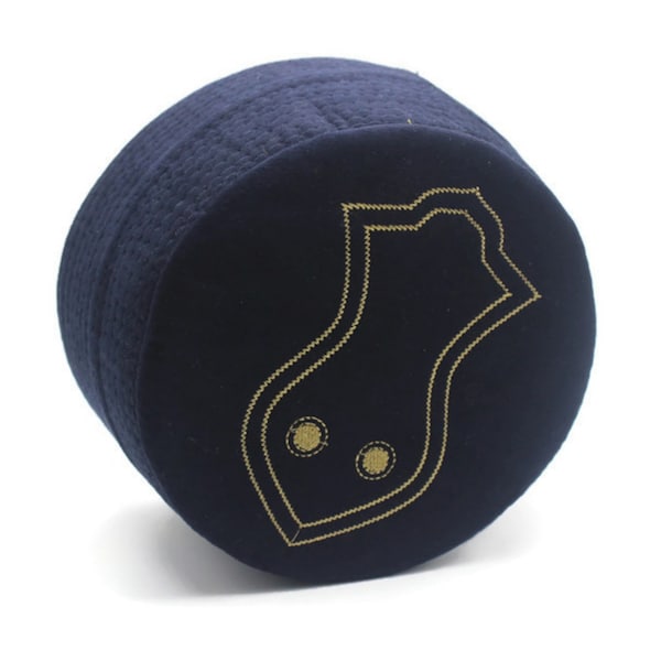 Dark Blue Nalain Embroidered Kufi, Sandal Muslim Takke Peci Kofia Hat Topi, Muslim Clothing, Islamic Wear, Islamic Gift, Mens Hat