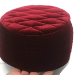SALE 52 cm Baklawa Embroidery Islamic Hat, Soft Muslim Kufi, Velvet Takke Peci Kofia Hat Topi, Men&#39;s Muslim Prayer Hat