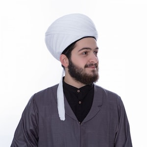 Hayreddin Barbarossa White and Black imamah, Kapudan Pasha Islamic Hat, The Grand Admiral Muslim Cap Sunnah Turban, Prayer Dress for Men