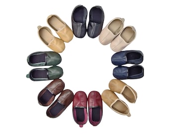 Handmade Baby Leather Shoes – Toddler Moccasins, Soft Flexible Sole First Walkers, Goatskin Infant Slippers, Choose Your Color