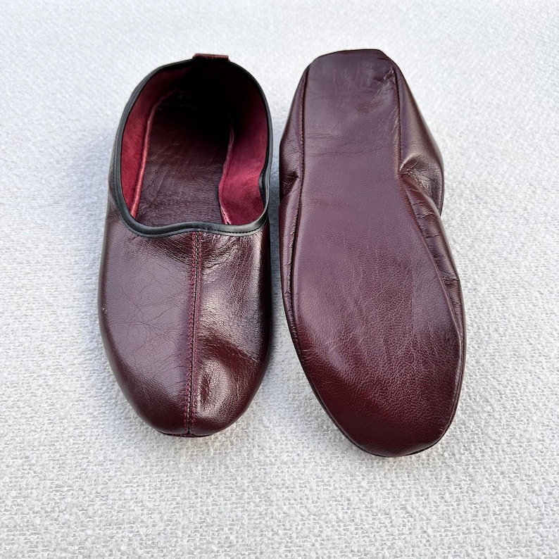 Bordeaux Leather Slippers for Men