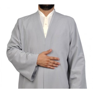 S, M, L, XL, 2XL Plain Muslim Jubbah, Grey Thobe, Galabiyya, Jubbah, Bisht, Daffah, Classic Jubba, Thawb, Thobe, Jalabiya for Men