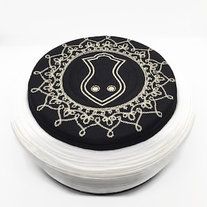 Handmade Black Nalain Embroidery Imamah, Unique Islamic Art, Imam Pagri Imama Emama Islamic Men&#39;s Head Wear