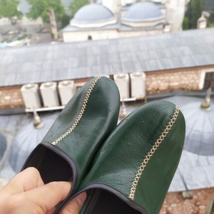 Genuine Leather Womens Babouche Slippers Handmade from Goatskin Leather, Kung Fu Shoes, Venetian Slippers, Yemeni Shoes Flat Grounding Shoes image 6