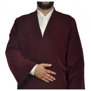 Claret Red Classic Jubbah, Muslim Mens Thobe, Galabiyya, Jubbah, Bisht, Daffah, Muslim Long Kurta, Traditional Turkish Style Jubba, Cubbe