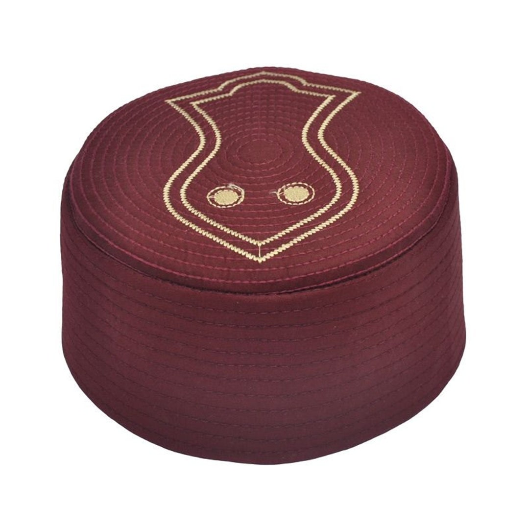 Bordeaux Nalain Kufi Prayer Hat Takke Men Kufi Sunnah Wear Muslims Hat