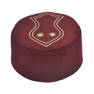 Bordeaux Nalain Kufi - Prayer Hat Takke - Men Kufi - Sunnah Wear -  Muslims Hat- Taqiyah - embroidered prayer hat - Mens Cap - Nalın Takke