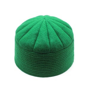Green Hussain Felt Hat, Islamic Kufi Cap