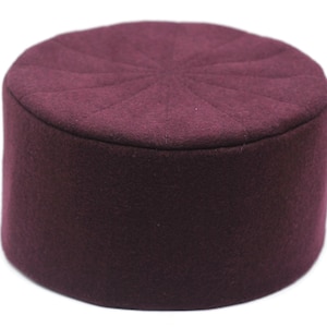 Dark Red Plain Islamic Hat, Hard Muslim Kufi, Velvet Takke Peci Kofia Hat Topi, Men&#39;s Muslim Prayer Hat