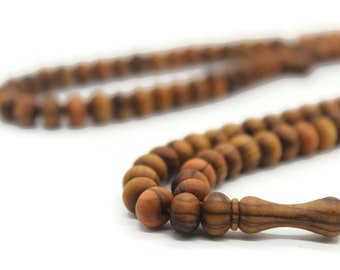 99 Beads Genuine Olive Wood Tasbih, Prayer Beads Misbaha Tasbih Tasbeeh Tesbih 5x7 mm Tijani tasbih subha prayer beads TSBK