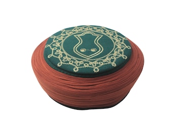 Handgemachte Nalain Pak Stickerei Hut Grün Braun Islamische Imamah | Traditionelle Sunnah Gebet Turban Muslimische Mütze | Nalayn Sharif Kufi