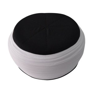 Muslim Men&#39;s Hat Cap, Handmade Black & White  Sarik, Takke, Islam Prayer Hat, Black Kofi, Kufi Cap, صلاة,  Skull cap
