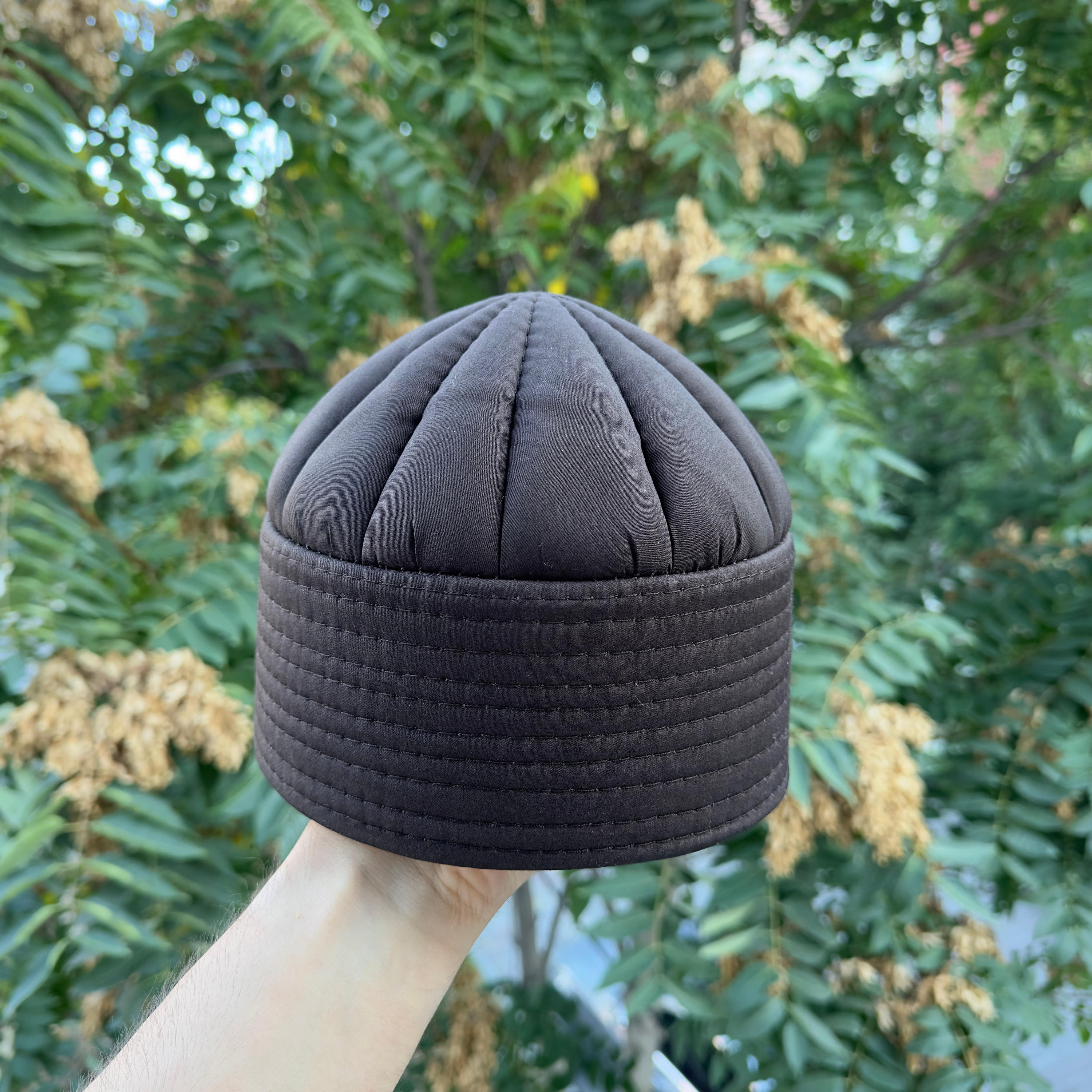 Dark Brown Toparlak Kufi Hat, Muslim Cap, Taqiya Takke Peci, Rigid