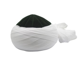 Handmade Green and White Rufaiyya Imamah, Dervish Hat, Unique Islamic Art, Muslim Hat, Sunnah Cap, Prayer Hat, Sufi Hat