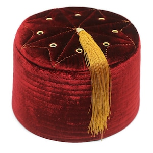 Egyptian Turkish Red Fez Tarboush Hat Gold Tassel, Doctor Who Fez Hat Costume Accessories 02