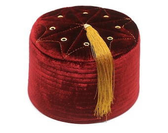 Egyptian Turkish Red Fez Tarboush Hat Gold Tassel, Doctor Who Fez Hat Costume Accessories 02