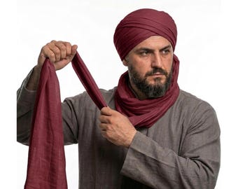 Cotton Imamah Turban Fabric | Bordeaux Cotton Sarik Wrapping Cloth | Soft Breathable Turban Wrap for Kufi, Islamic Headwear