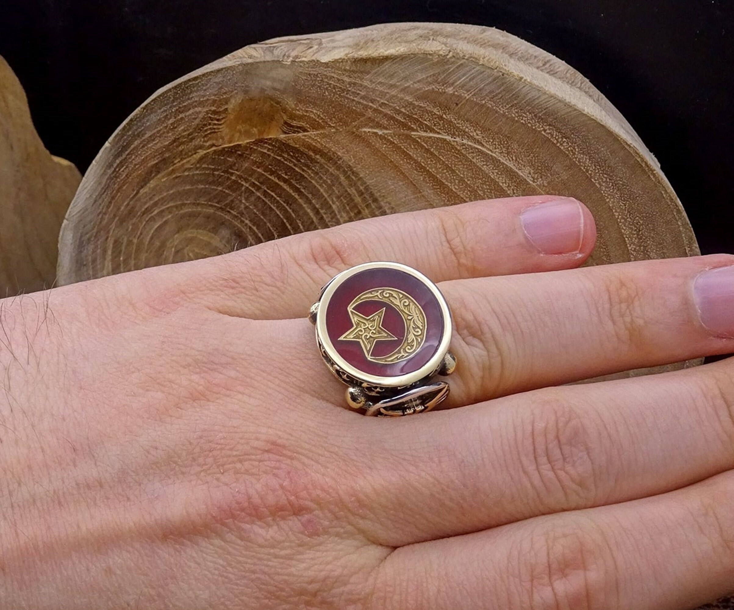 Special Turkish Flag Red Silver Ring with Seljuks Eagle Mens Etsy