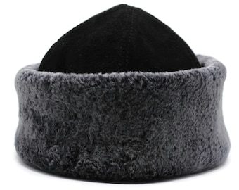 Black Hunters Hat, Short Rounded Caucasian Style Kubanka, Faux Fur Astrakhan Cap, Karakul Hat Winter Cap, Cossack Winter Hat Papaha