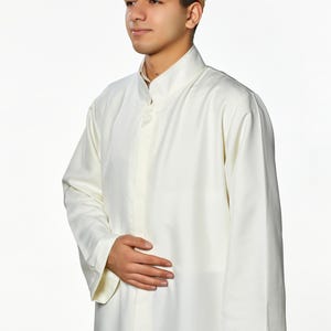 Long Jubbah moslim - S, M, L, XL, effen herenkleding, crèmekleurige Thobe, Galabiyya, Kurta, islamitische kleding, moslimdaffah, moslimbisht, Cubbe