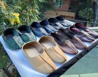 Chaussures babouche tawaf en cuir véritable en taille homme, chaussons en cuir au choix, chaussures de maison, chaussons, chaussures Aladin
