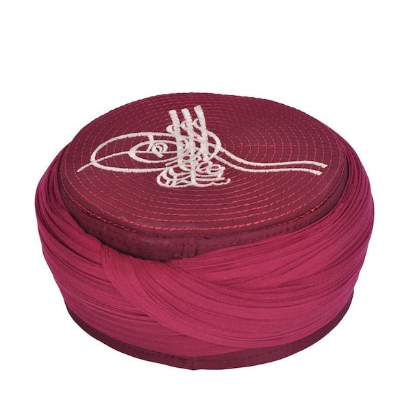 Handmade Red Embroidered Cotton Kufi Muslim Takke Peci Kofia Hat Topi