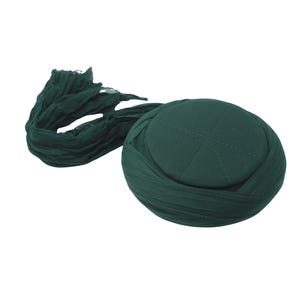 Saladin Green 8 m Imamah, chapéu de oração Salah ad Din, boné muçulmano, turbante para Eid