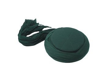 Saladin Green 8m Imamah, Salah ad Din Prayer Hat, Muslim Cap, Turban for Eid