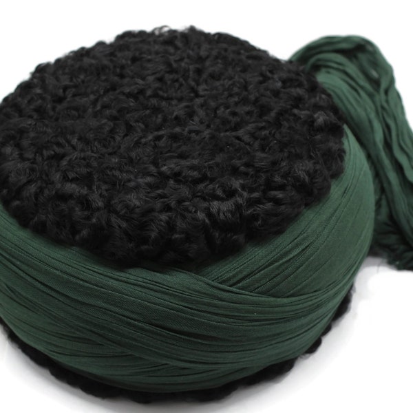 The imamah of Sheykh Shamil, Genuine Lamb Wool Hat of Imam of the Dagestan, Imam Shamil Papakha, Kubanka, Karakul Hat, Green Chechen Hat