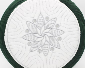 Handmade White&Green Sarik, White Embroidered Flower imamah, Sunnah Wear, muslim hat, Muslim cap, Islamic gift, koofi, Prayer Hat,