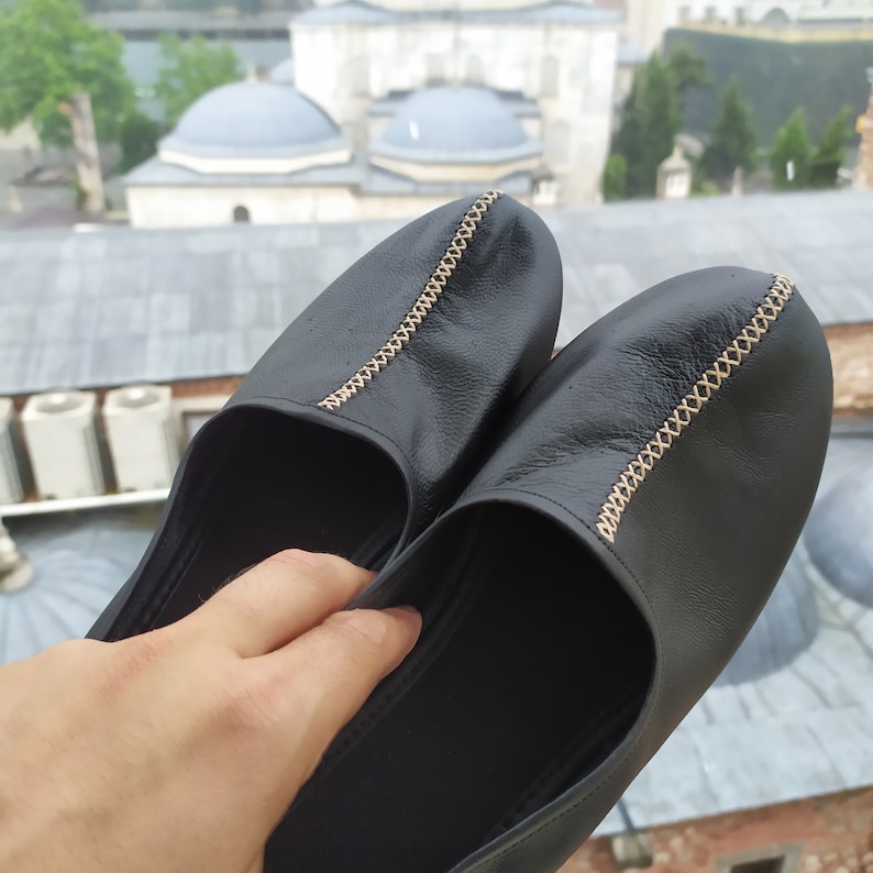Genuine Leather Womens Babouche Slippers Handmade from Goatskin Leather, Kung Fu Shoes, Venetian Slippers, Yemeni Shoes Flat Grounding Shoes image 3