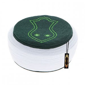 Handmade Green & White Nalain Sarik, Pecinya, Sorban, imamah, Kufi Cap, Muslim Men&#39;s Hat Cap, Pagri, Turban, Skullcap, Ottoman Fez