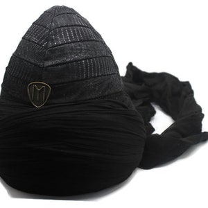 Handmade Black Ertugrul Cap, Leather Resurrection Imamah, Original Dirilis Islamic Cap