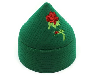 Light Green Haqqani Kufi With Rose Rose 