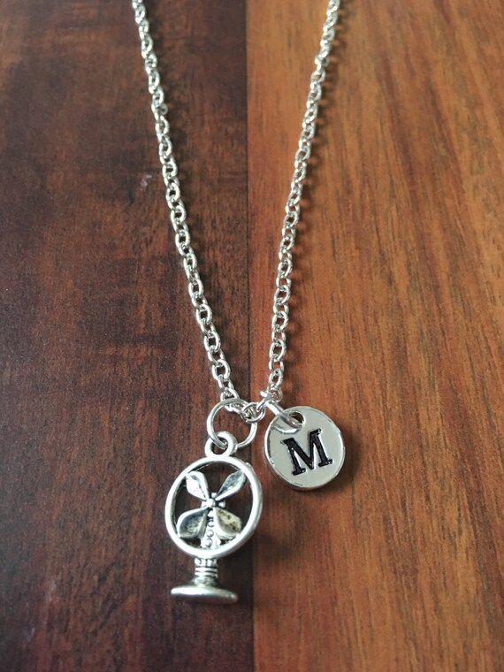 Fan initial necklace fan jewelry oscillating fan necklace Etsy