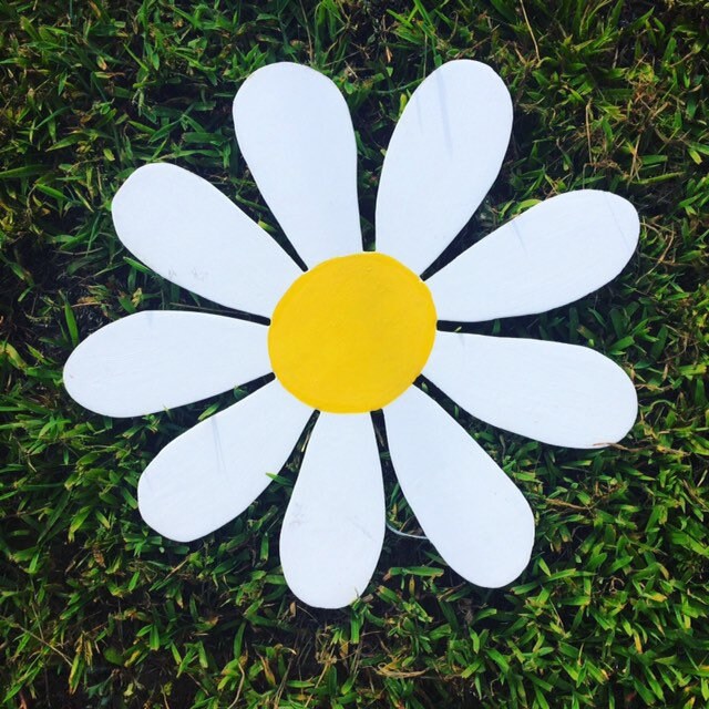 Daisy Wall Decor Painted Wooden Daisy Yellow and White Etsy