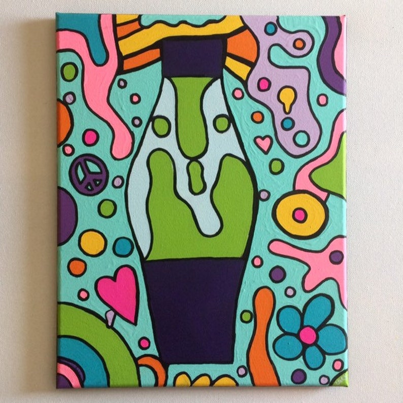 Lava Lamp Acrylic Painting Hippy Art Hippie Artwork Image 0