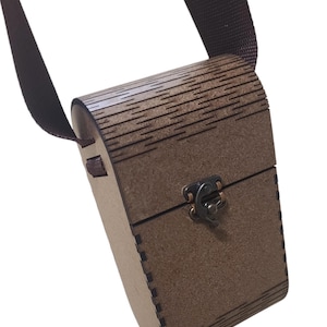 Wooden Ren Faire Satchel Bag Purse with live wood hinge!  Family Made in USA.  Free US Shipping!