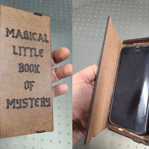 Wooden Phone Book Ren Fest Faire mobile phone holder with live wood hinge, Family Made in USA.  Free US Shipping!