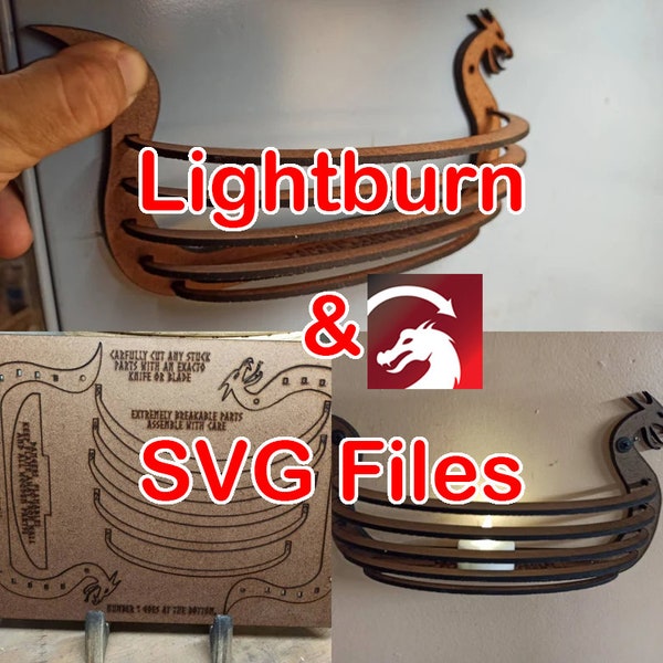 Digital Files: Viking Ship Long Boat Fake Candle Wall Holder, Hall Viking Longboat SVG & Lightburn Laser Cut files for Glowforge