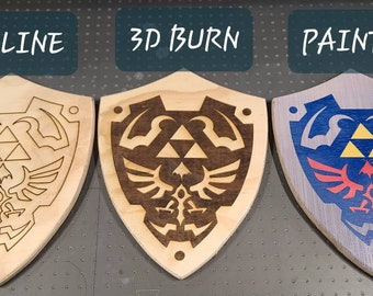 Solid Wood Zelda Inspired Hylian Shield.  Battle Ready!  Wood Burned or Full Color  Free USA Shipping!